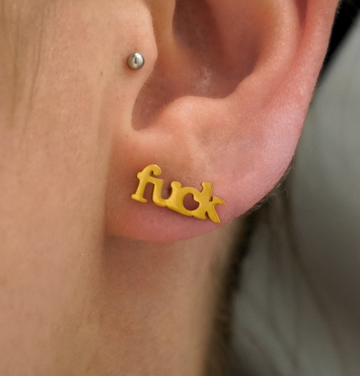 FUCK Stainless Steel Stud Earrings