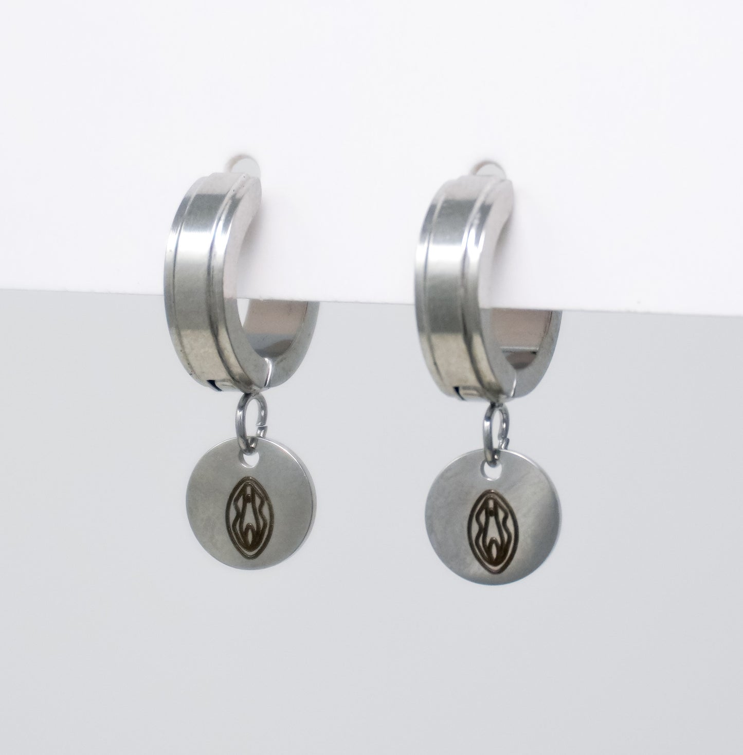 Engraved Vulva Stainless Steel Hoops