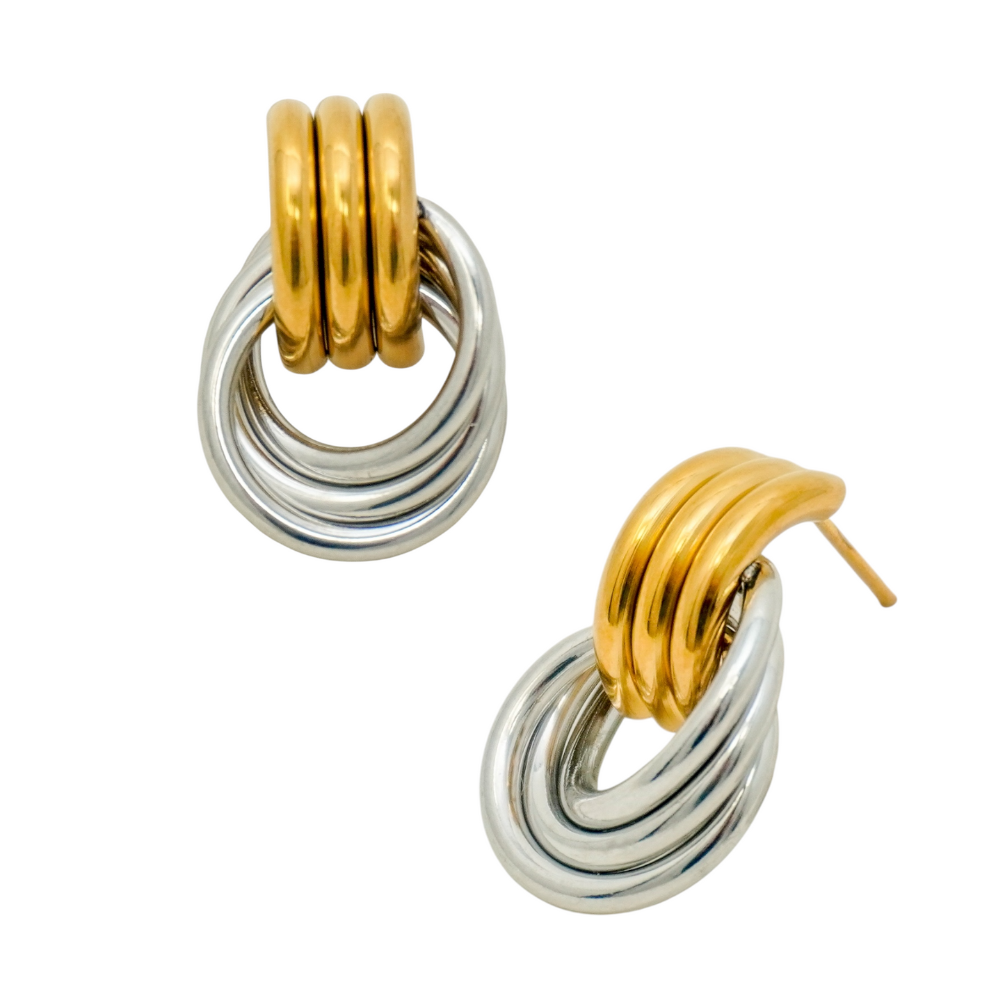 Dual-Toned Geometric Stainless Steel Earrings