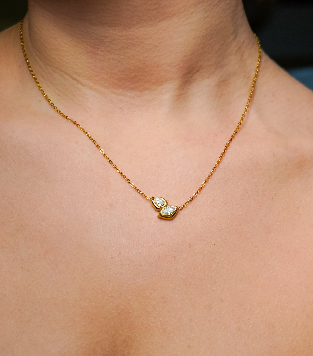 Double Cubic Stainless Steel Necklace
