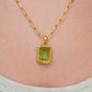Large Green Zircon Pendant Stainless Steel Necklace