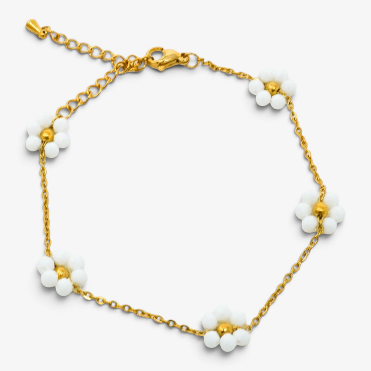 Beaded Flower Stainless Steel Bracelet