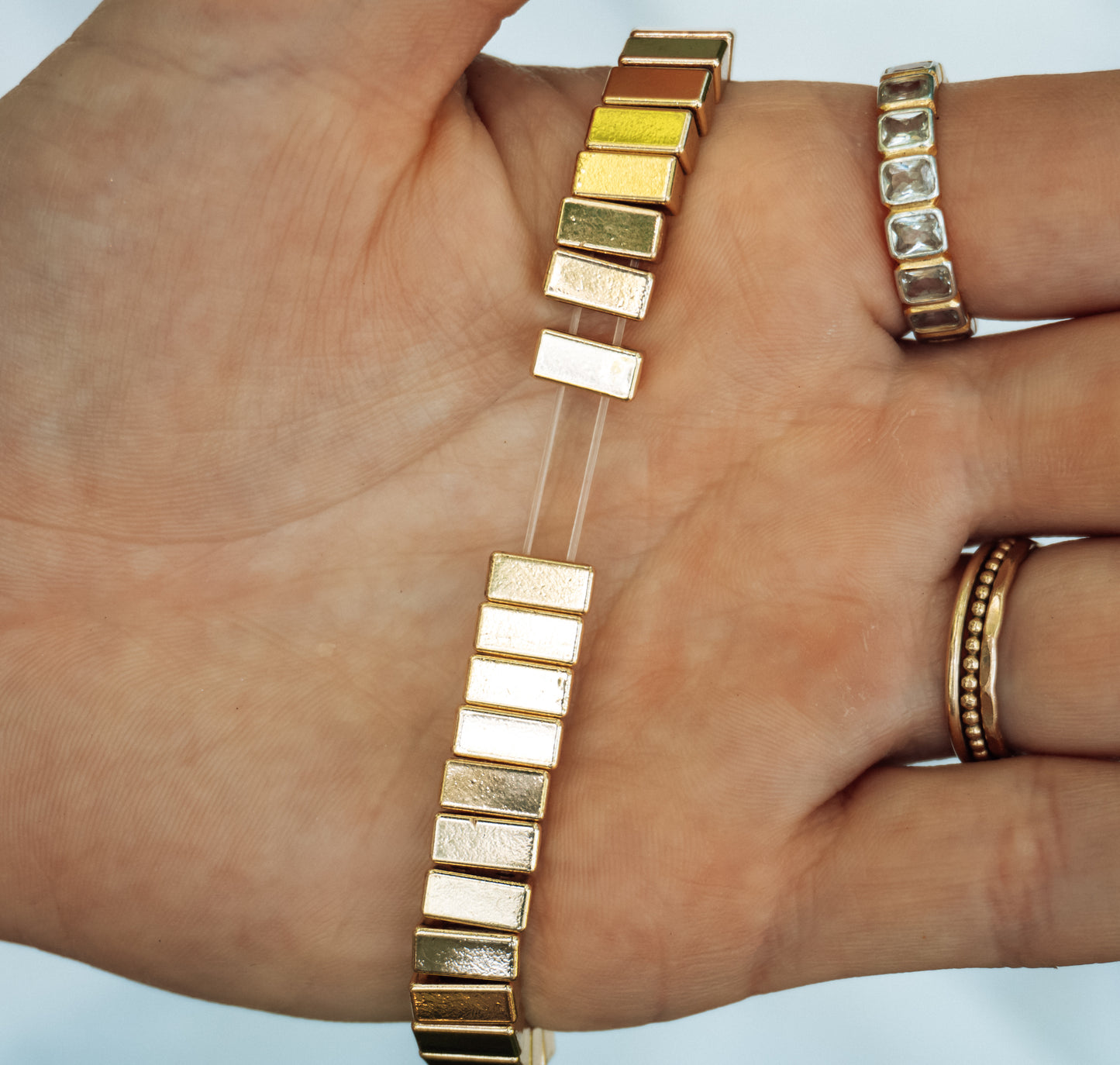 Gold Block Stretch Bracelet