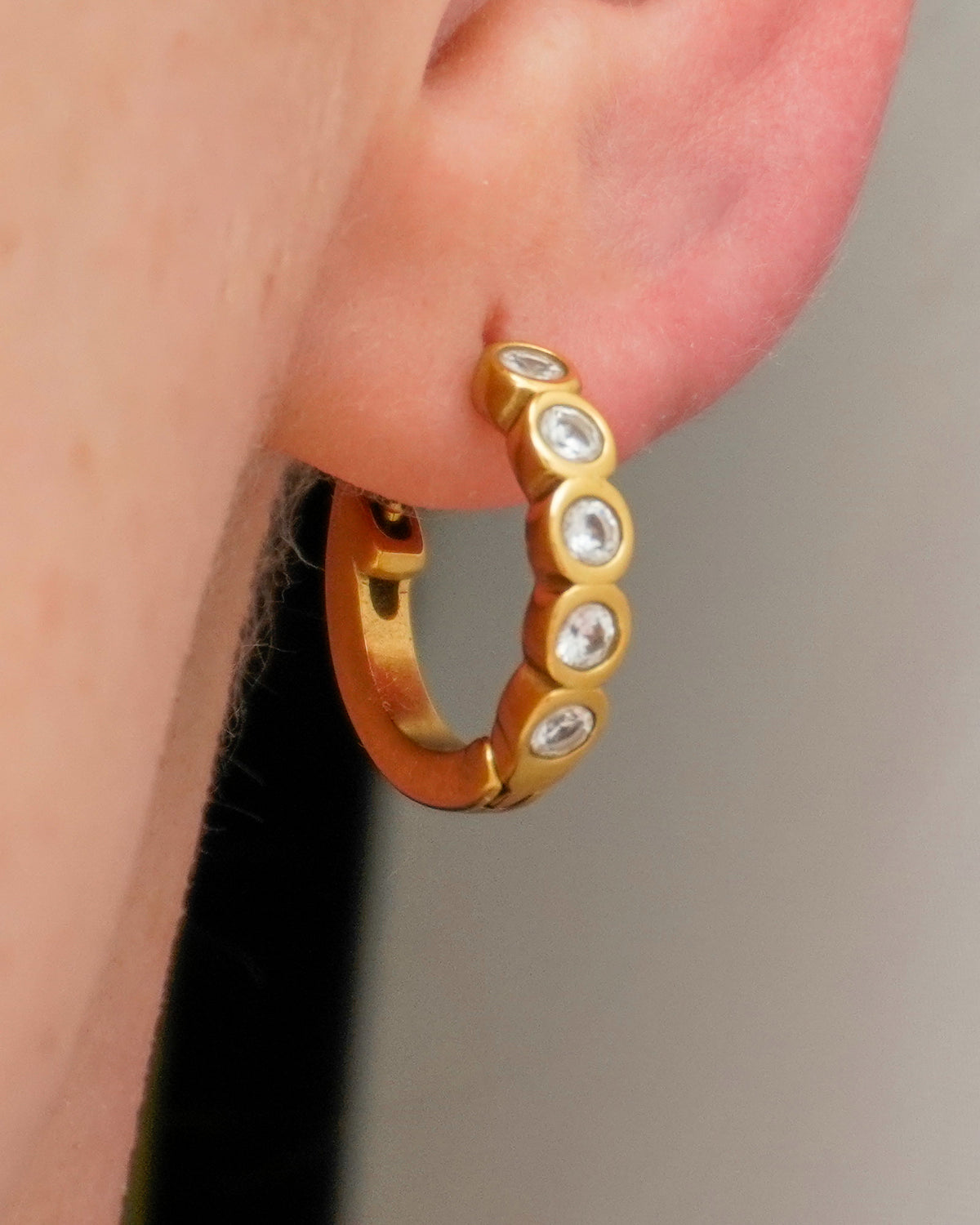 Cubic Bezel Stainless Steel Hoops