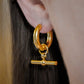 Chunky Gold Bar Stainless Steel Hoops