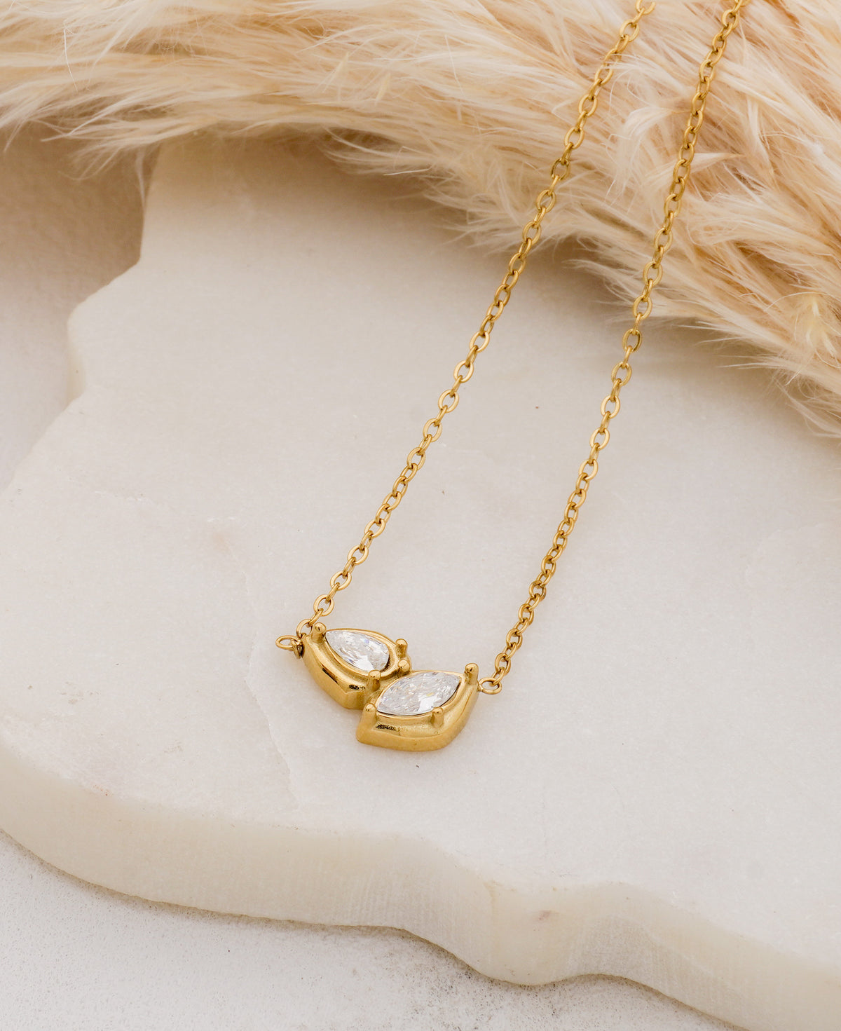 Double Cubic Stainless Steel Necklace