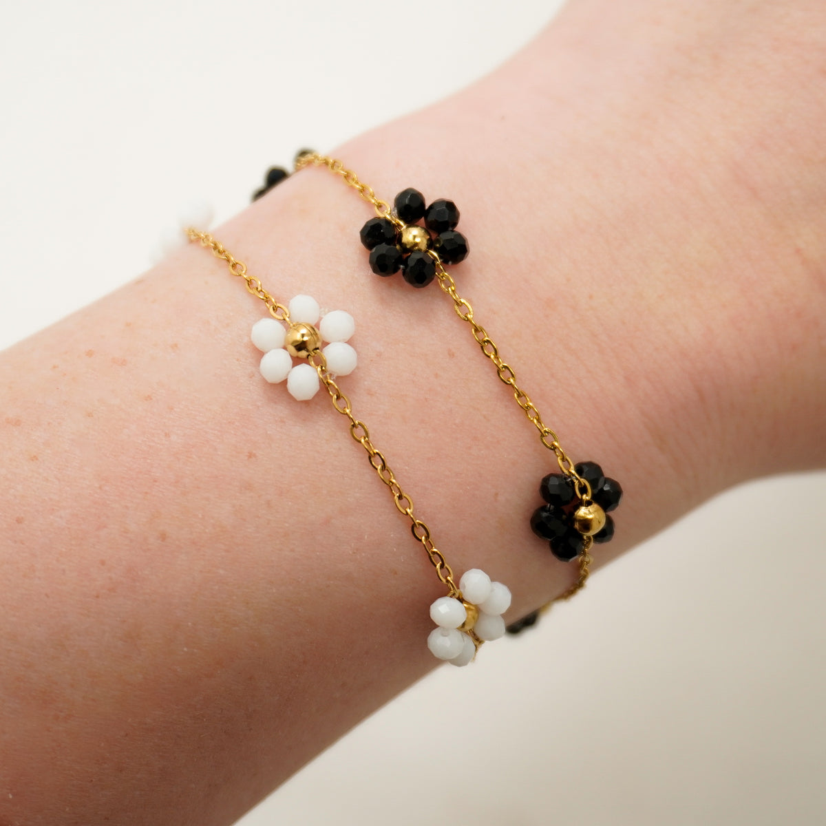 Beaded Flower Stainless Steel Bracelet