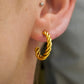 Gold Twisted Stainless Steel Stud Earrings