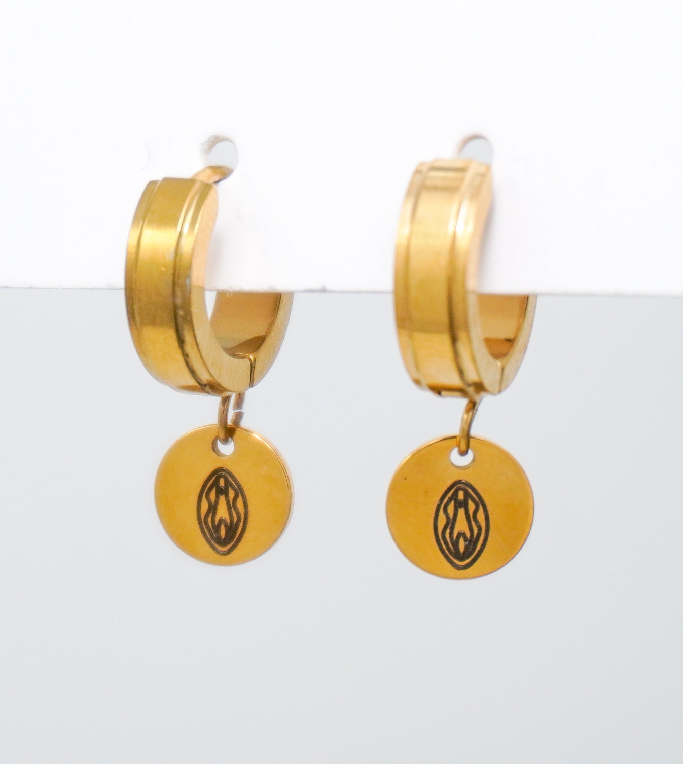 Engraved Vulva Stainless Steel Hoops