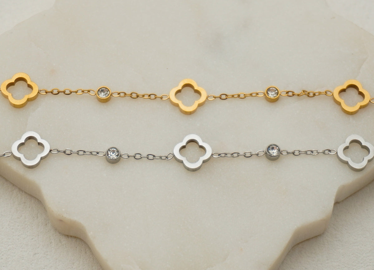 Cubic Clover Stainless Steel Bracelet