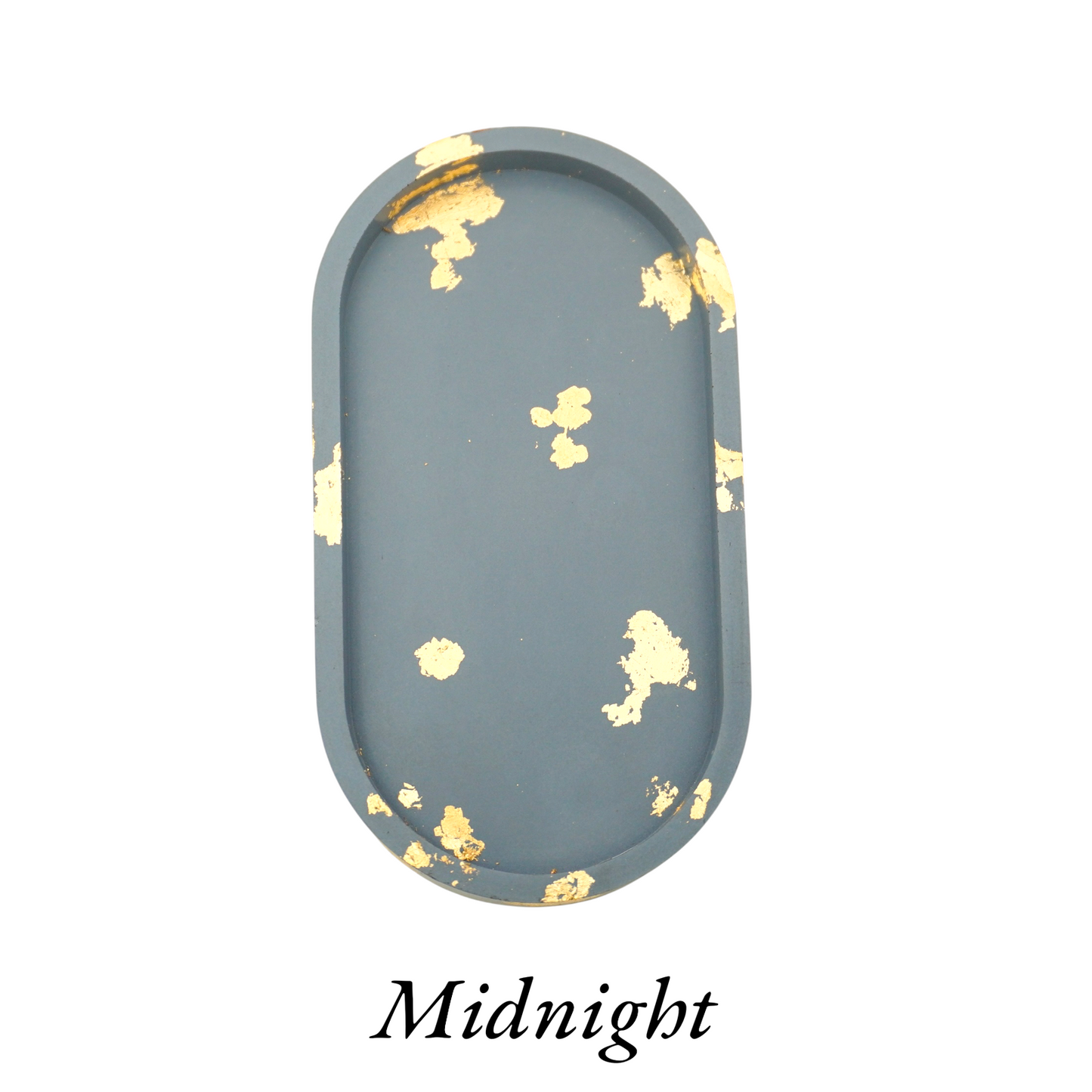 Large Gold Leaf Cement Oval Tray