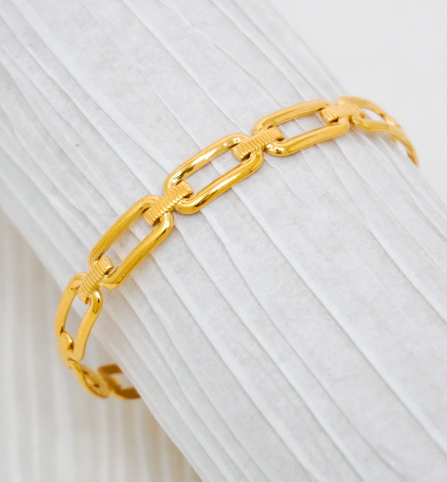 Chain Link Gold Stainless Steel Cuff Bracelet