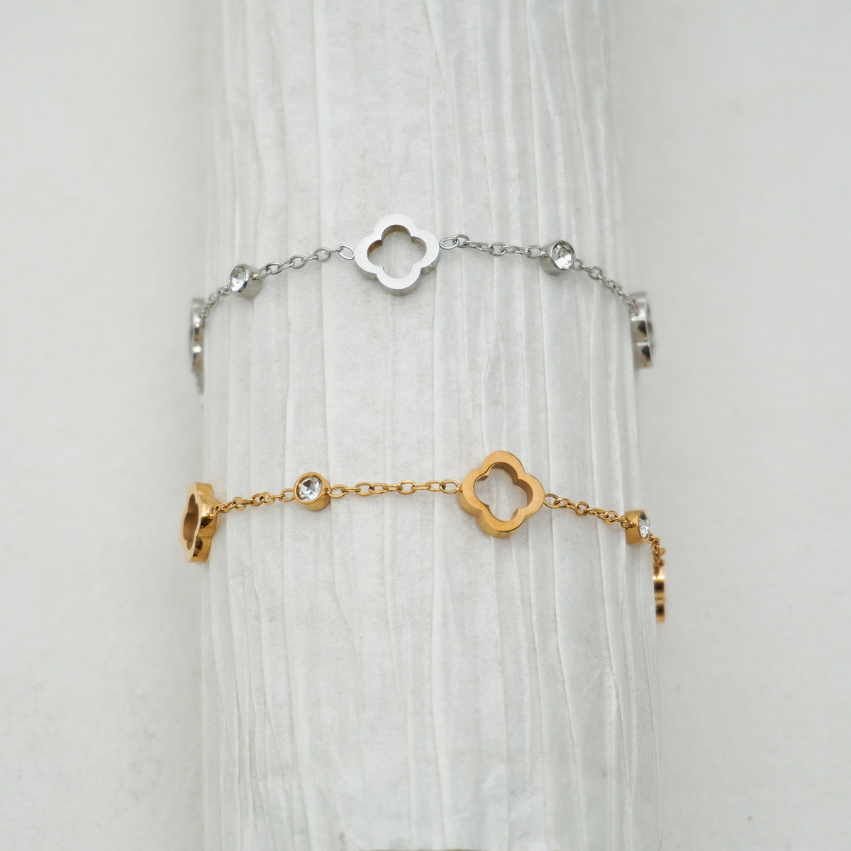 Cubic Clover Stainless Steel Bracelet