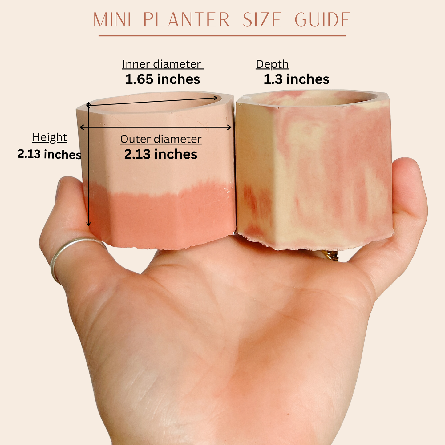 Mini Colorful Hex Cement Planters