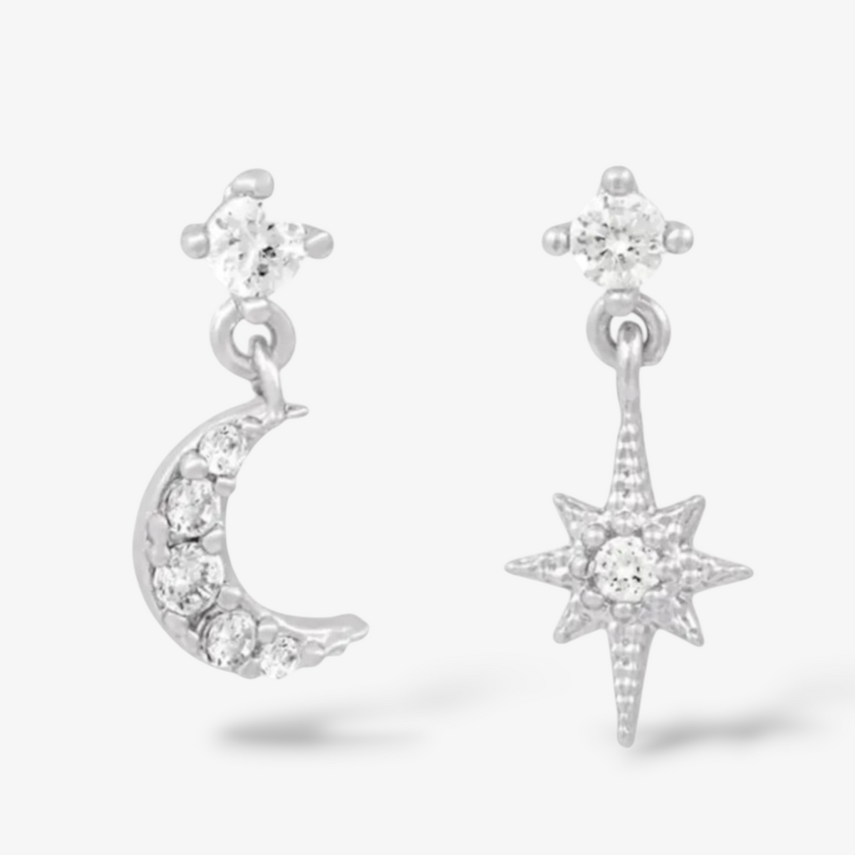 Moon and Star Dangle Studs