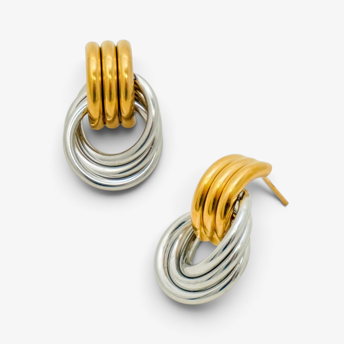 Dual-Toned Geometric Stainless Steel Earrings