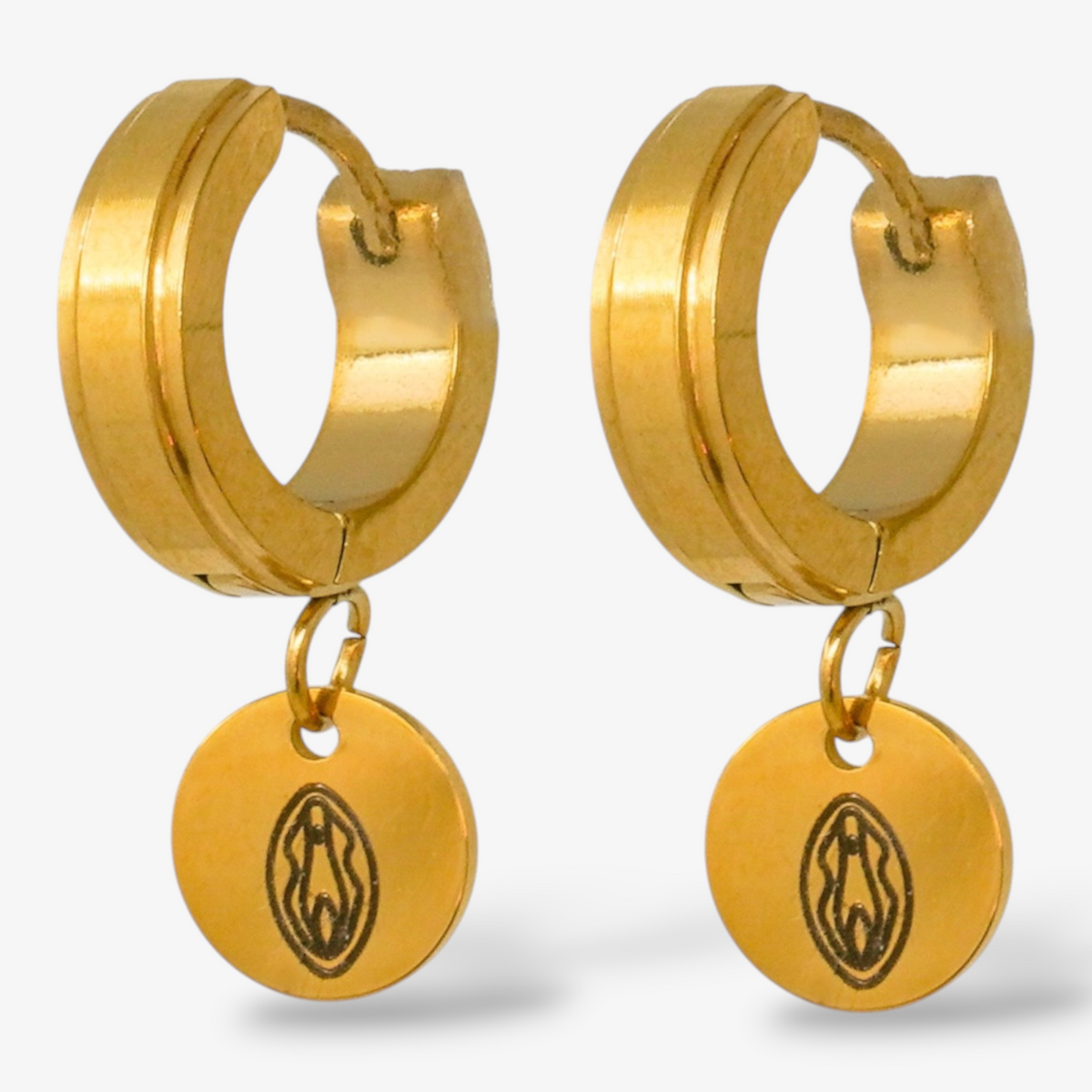 Engraved Vulva Stainless Steel Hoops