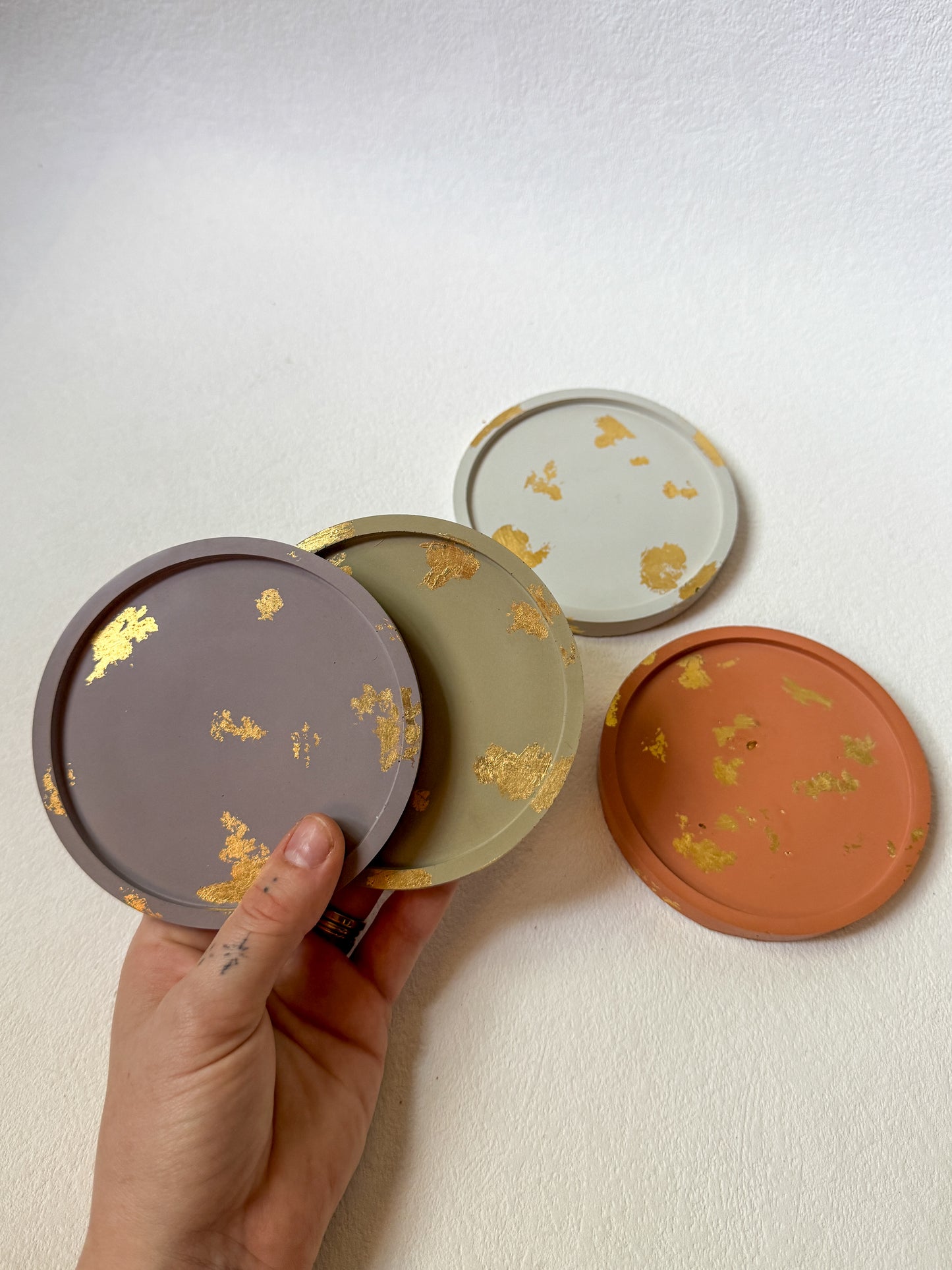 Gold Leaf Cement Coasters