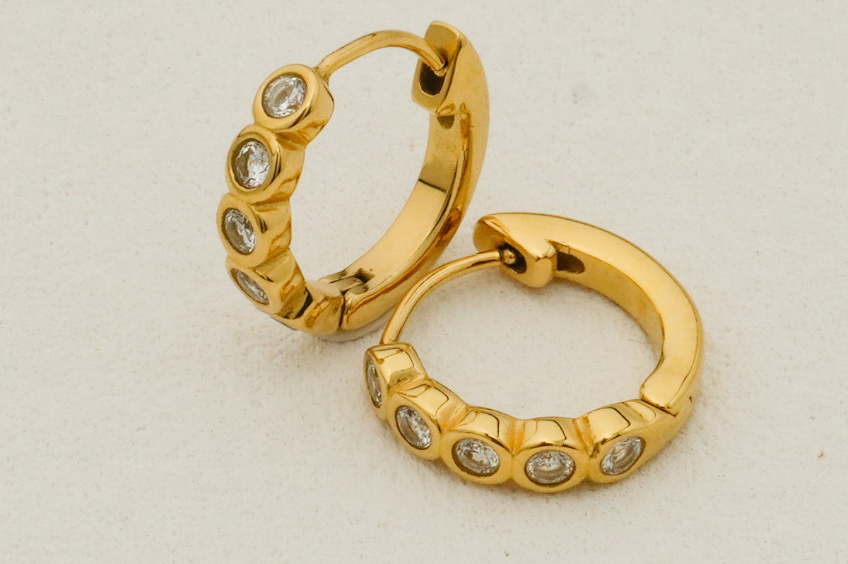 Cubic Bezel Stainless Steel Hoops
