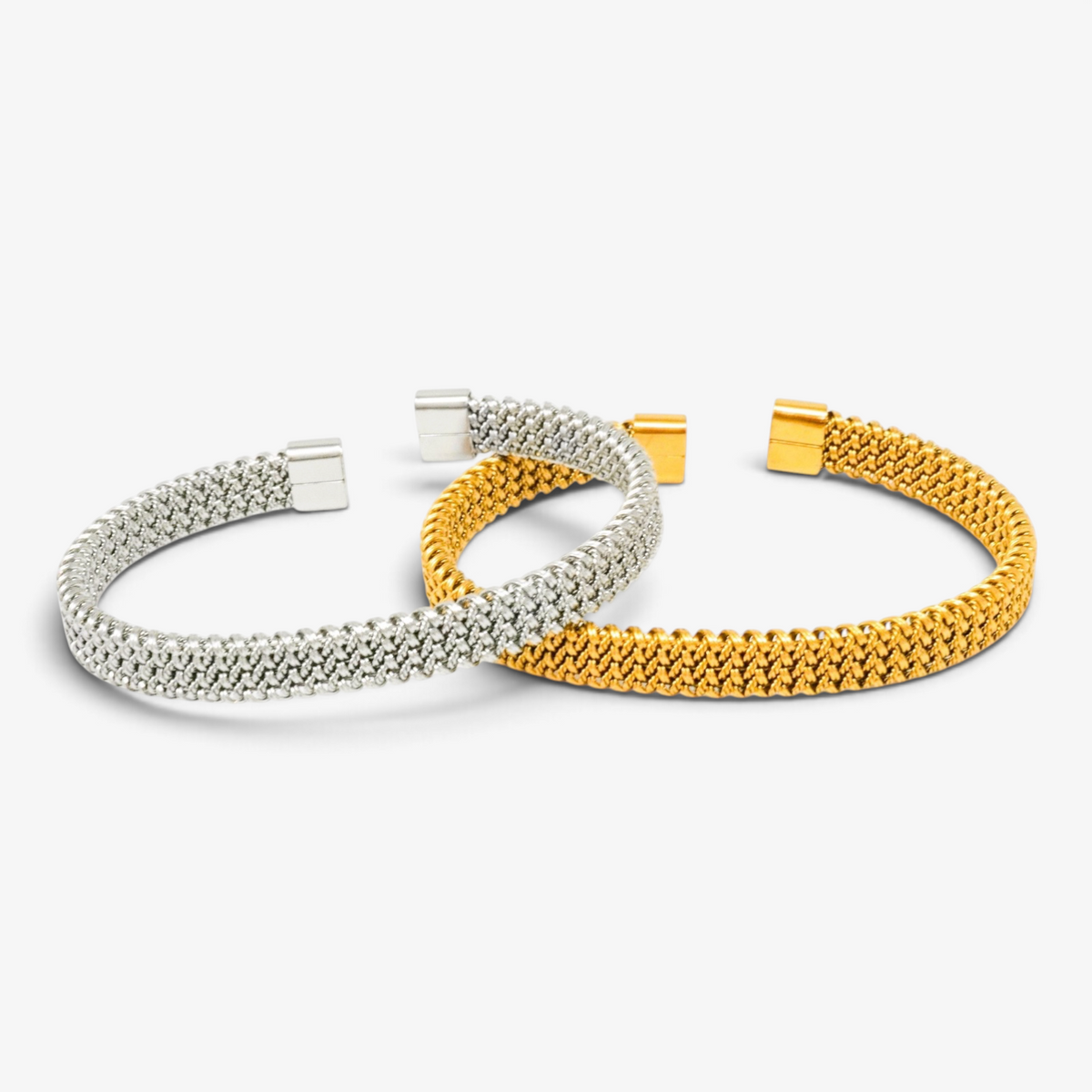 Woven Stainless Steel Bangle Bracelet