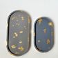 Large Gold Leaf Cement Oval Tray