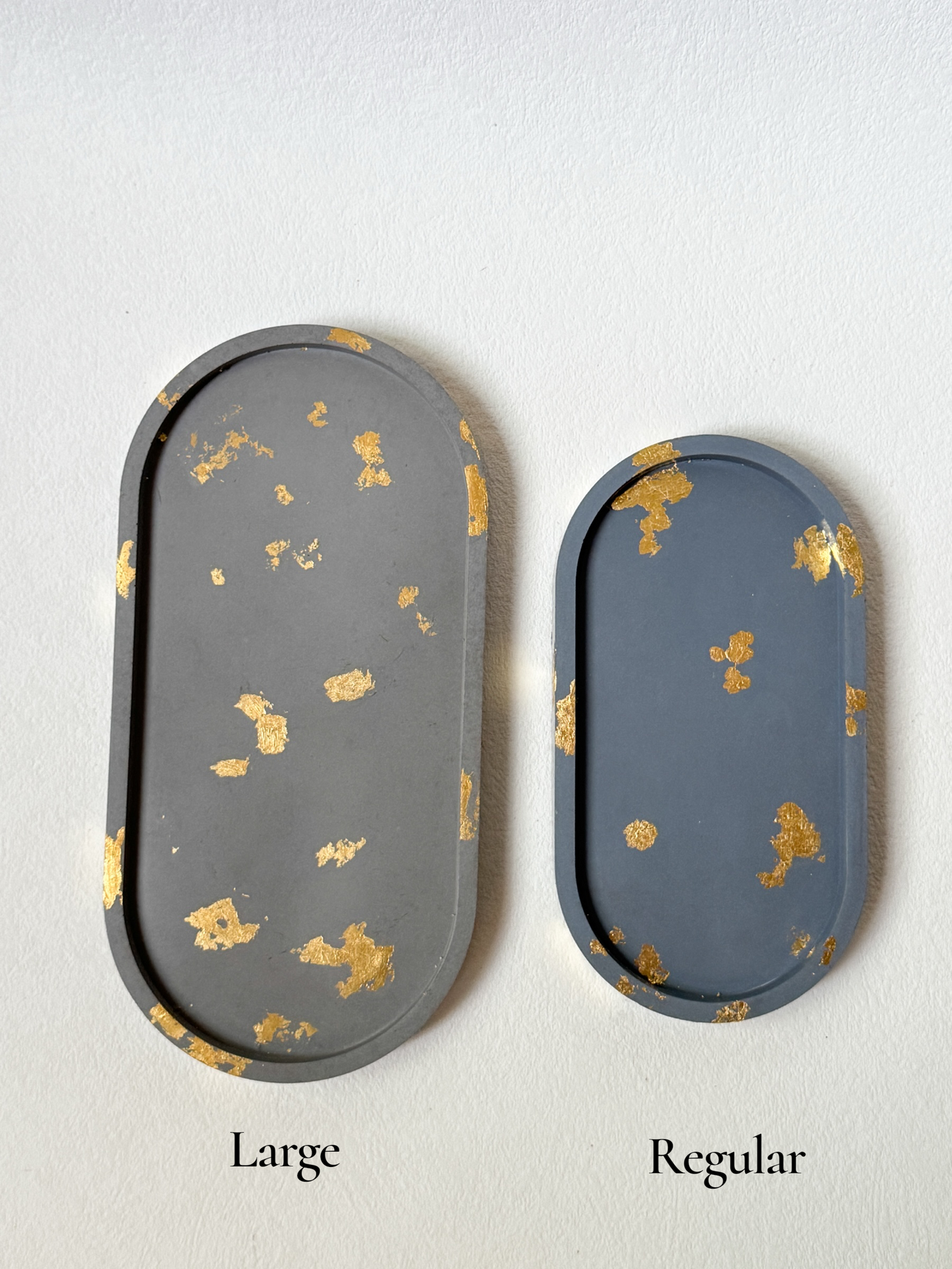 Large Gold Leaf Cement Oval Tray