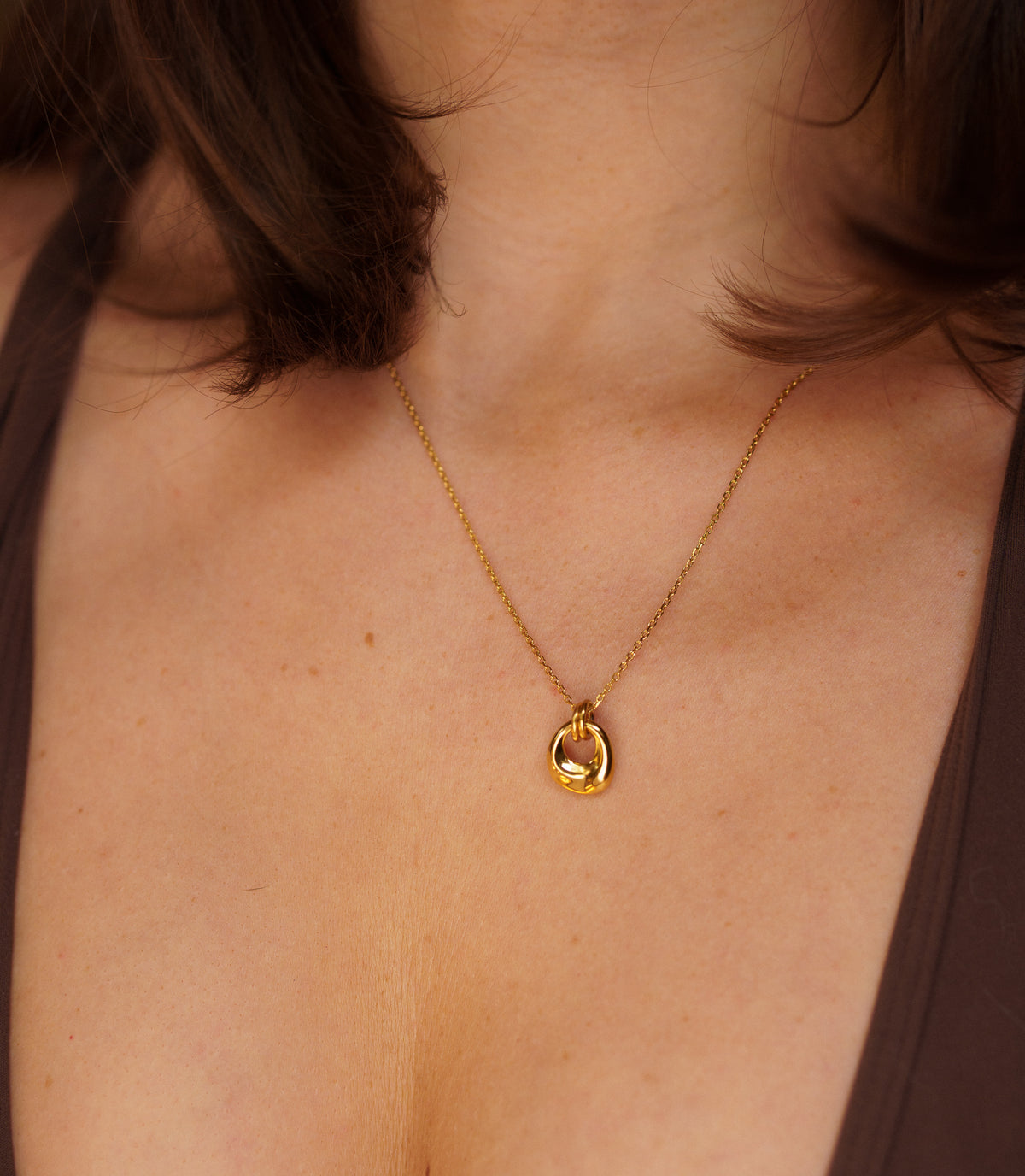 Geometric Circle Pendant Stainless Steel Necklace