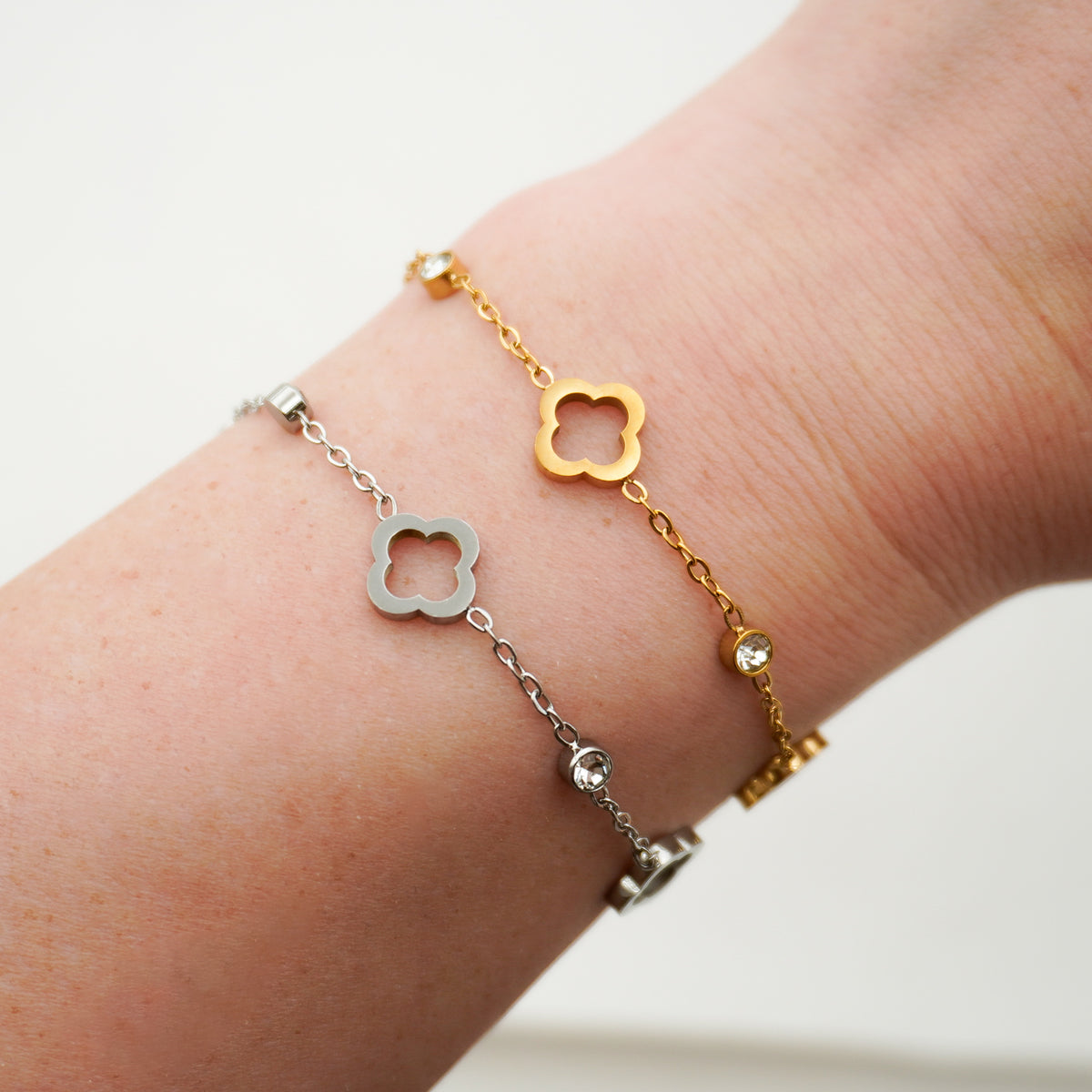 Cubic Clover Stainless Steel Bracelet