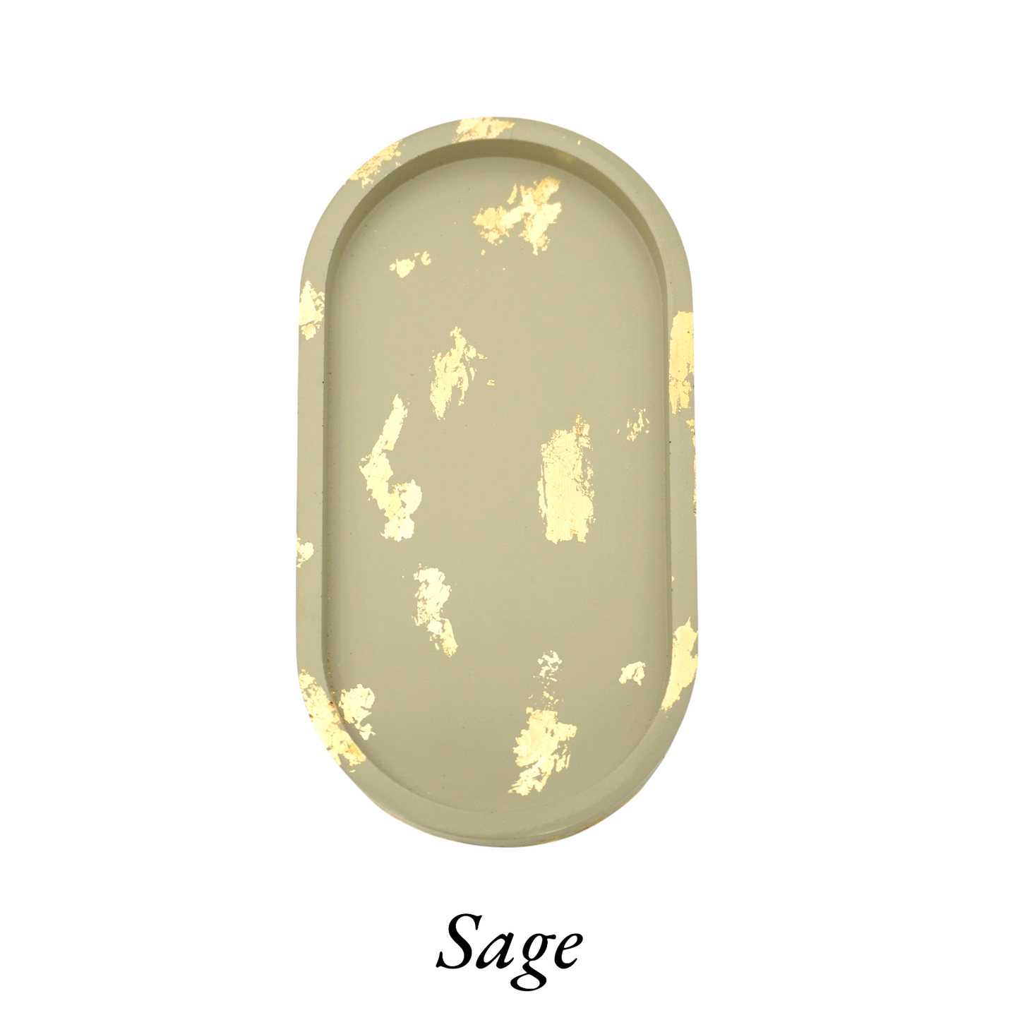 Large Gold Leaf Cement Oval Tray