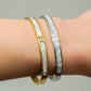 Cubic & Shell Stainless Steel Bangle Bracelet