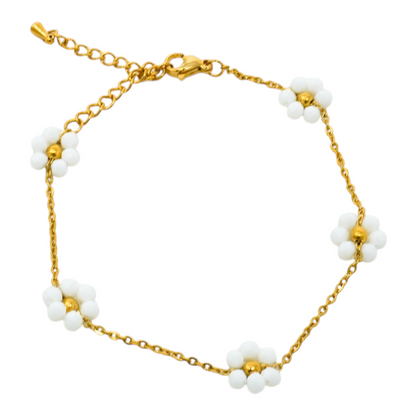 Beaded Flower Stainless Steel Bracelet