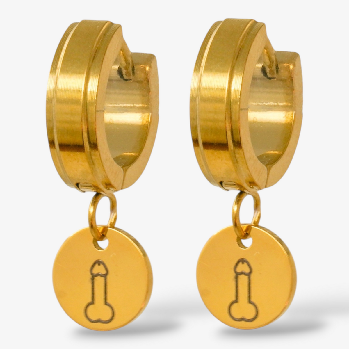 Engraved Penis Stainless Steel Hoops