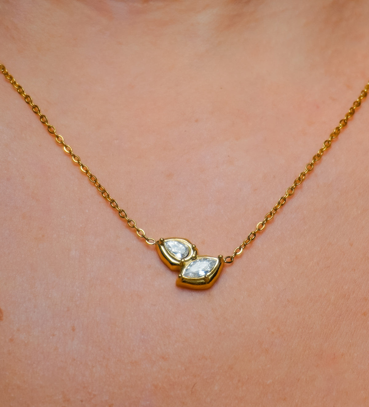 Double Cubic Stainless Steel Necklace