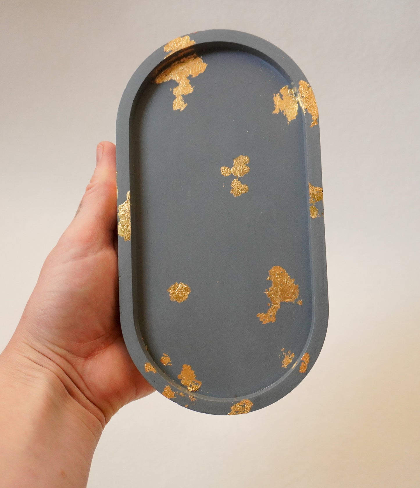 Gold Leaf Cement Oval Tray