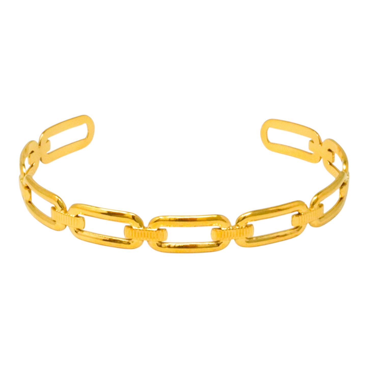 Chain Link Gold Stainless Steel Cuff Bracelet