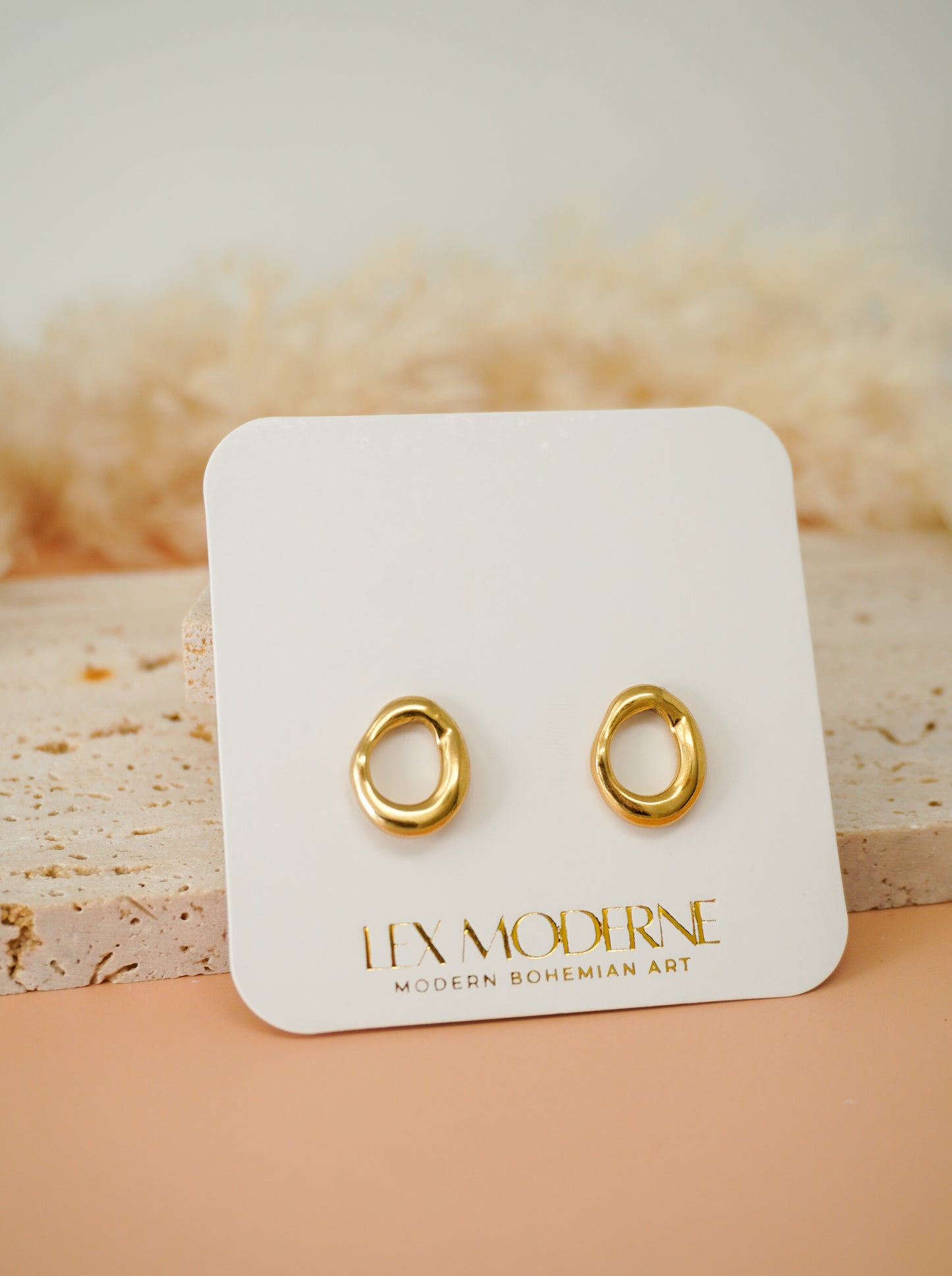 Geometric Oval Stainless Steel Studs