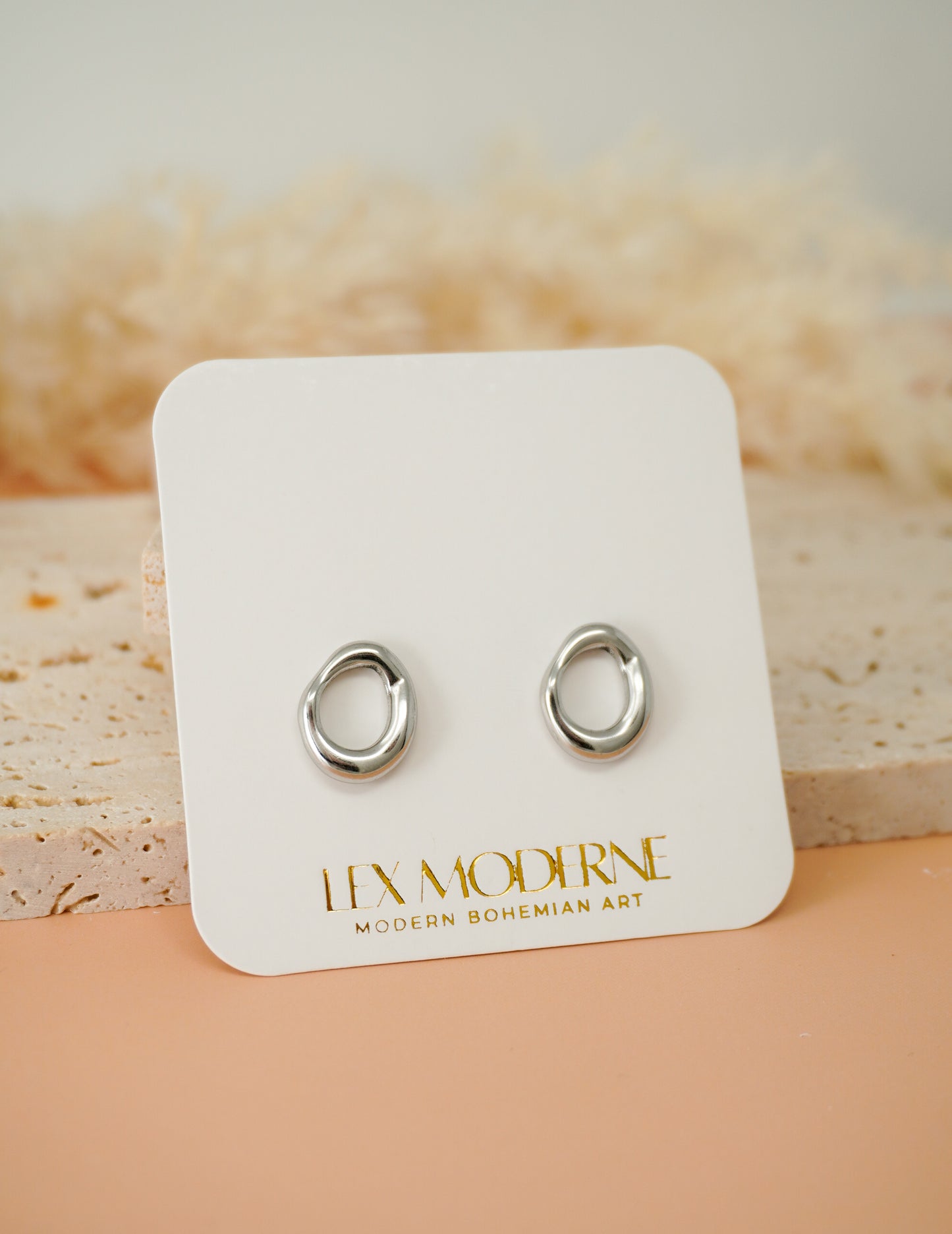 Geometric Oval Stainless Steel Studs