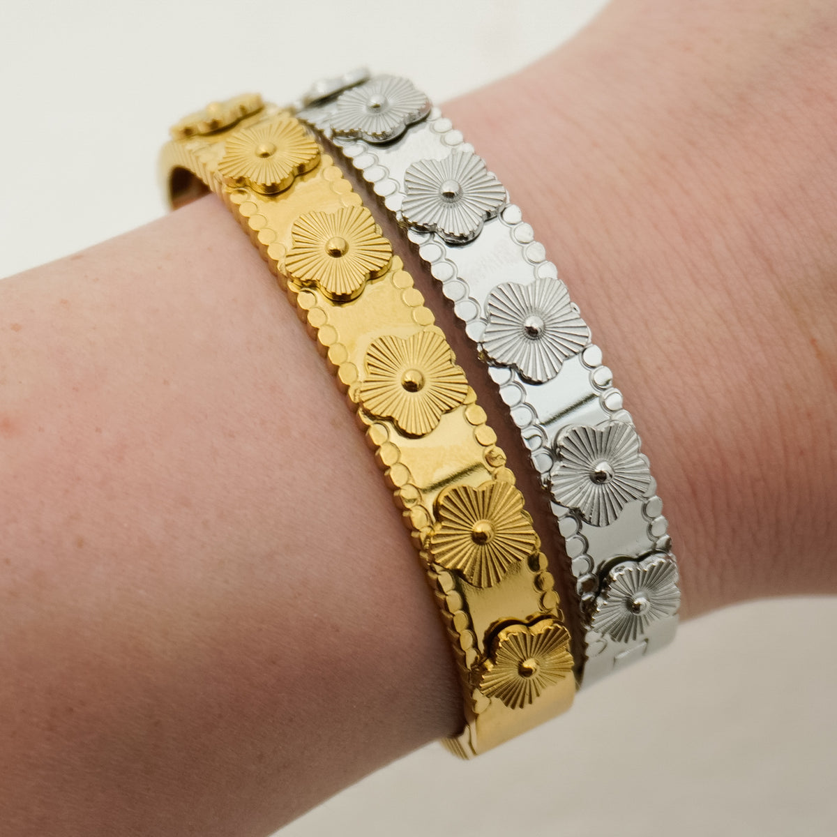 Flower Stainless Steel Bangle