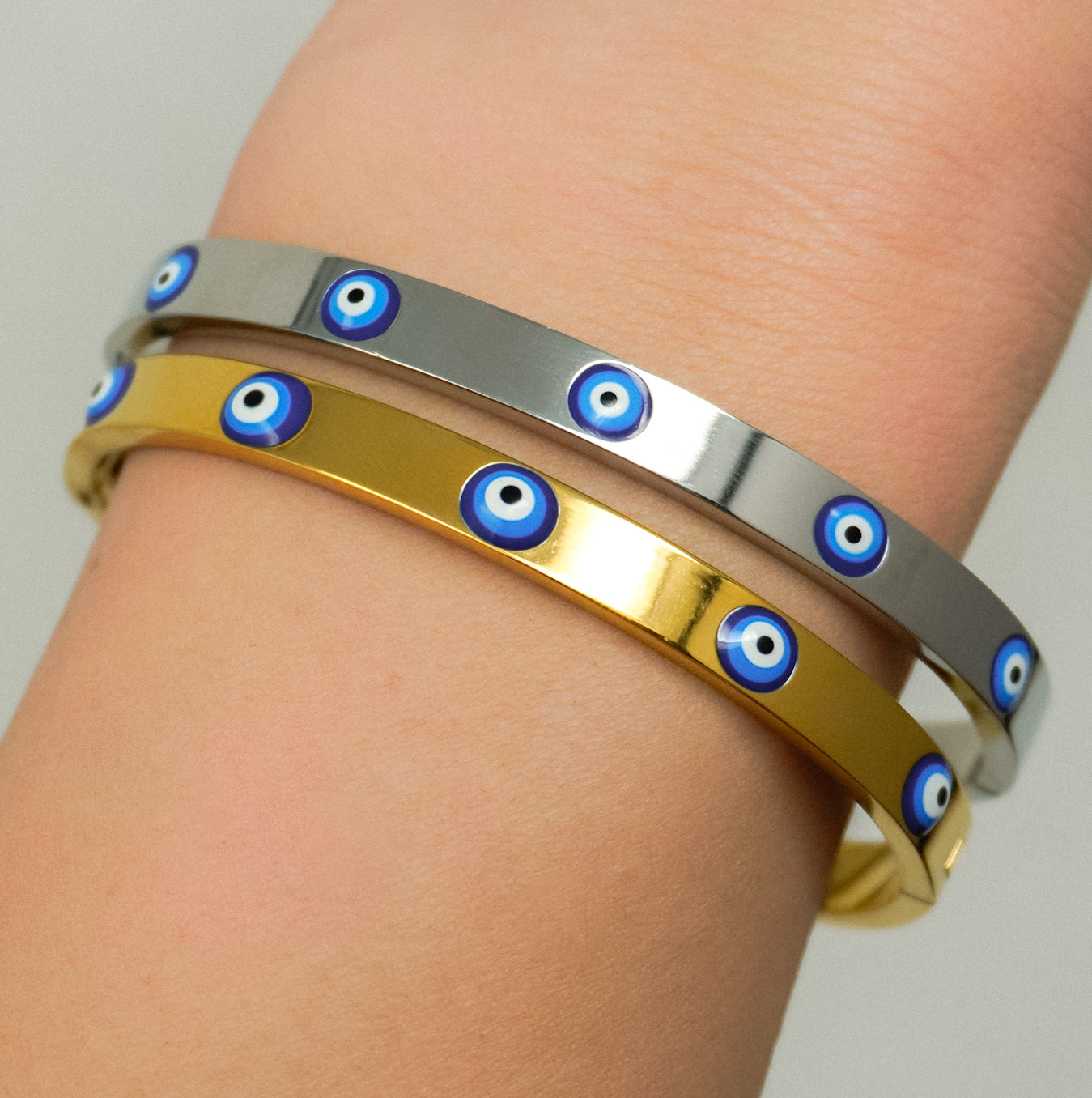 Evil Eye Stainless Steel Bangle Bracelet