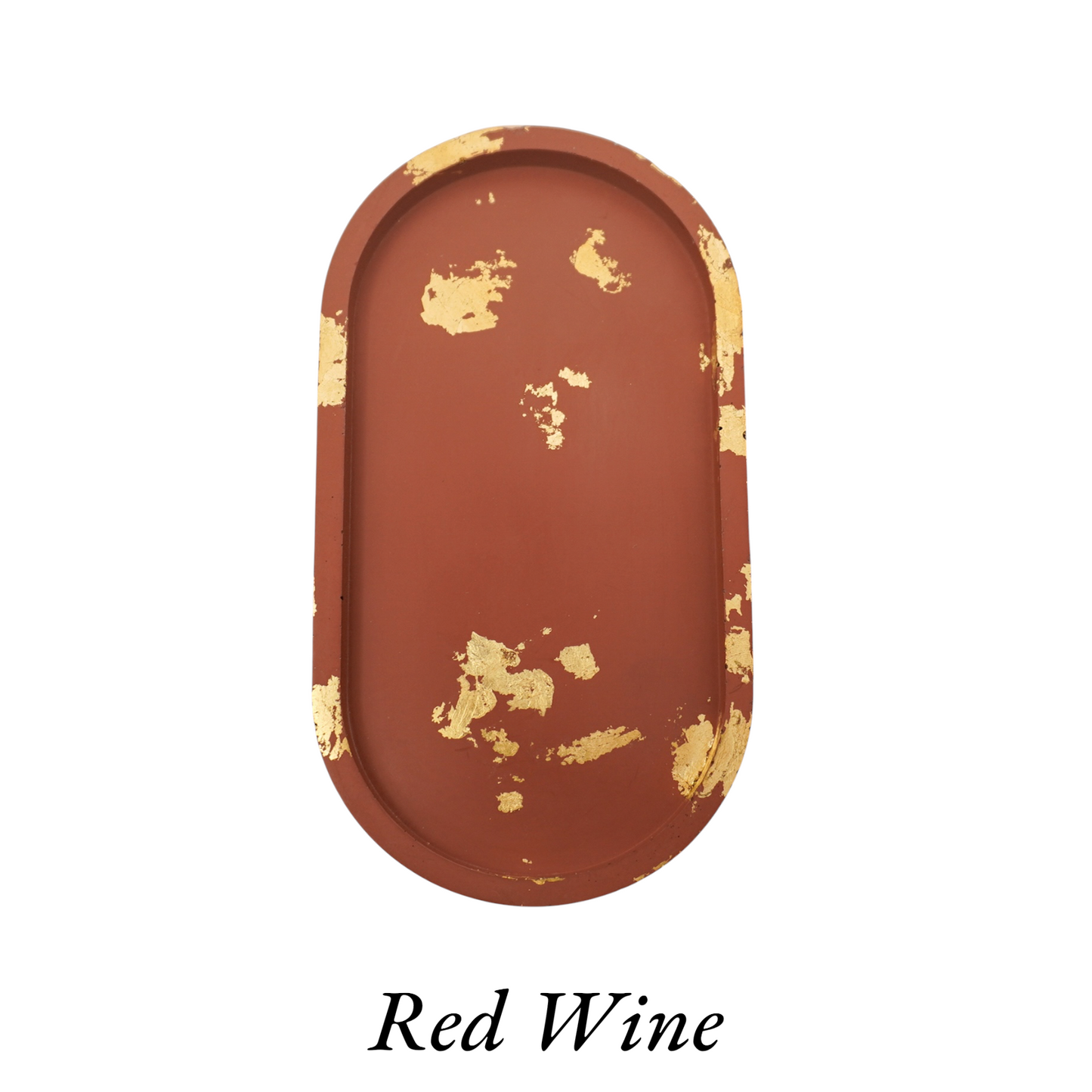 Large Gold Leaf Cement Oval Tray