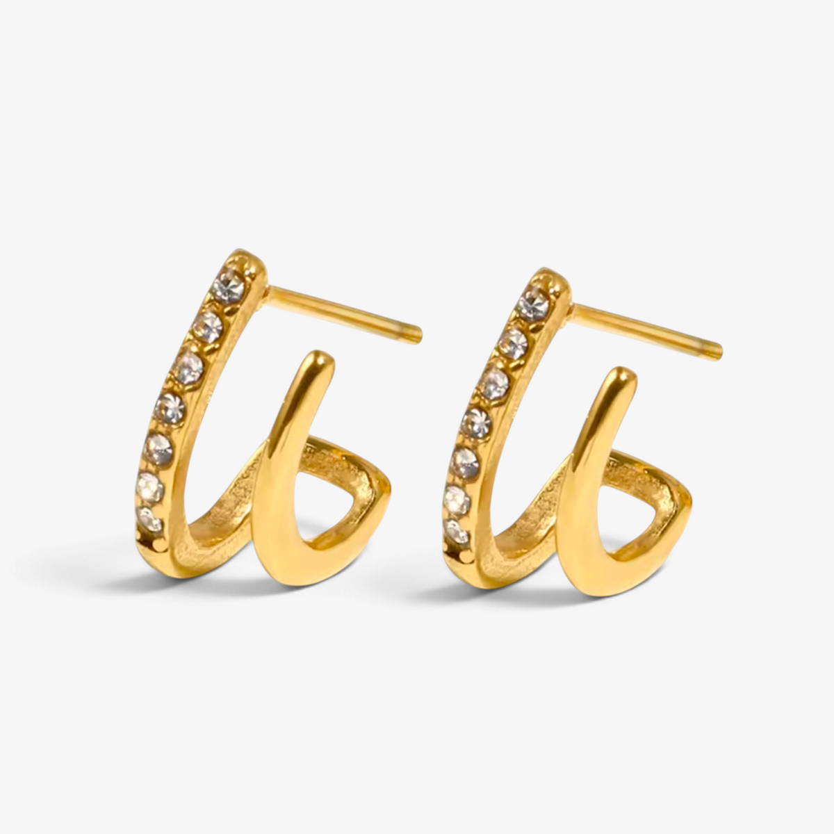 Double Layer J-Drop Stainless Steel Stud Earrings