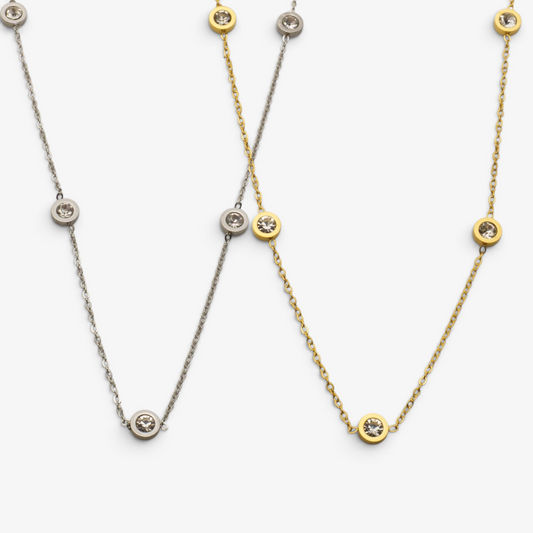 Long Cubic Stainless Steel Necklace