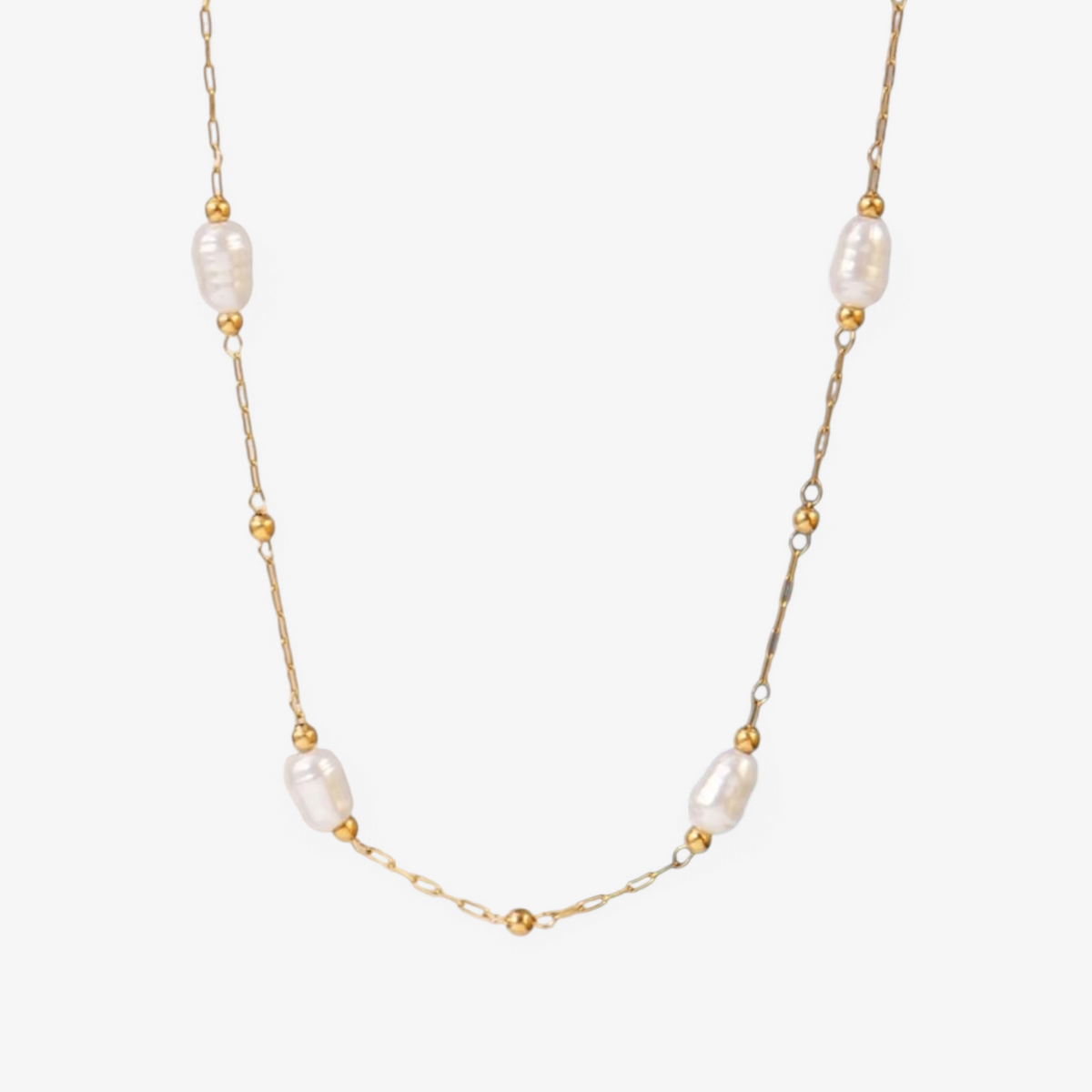 Faux Pearl Stainless Steel Necklace