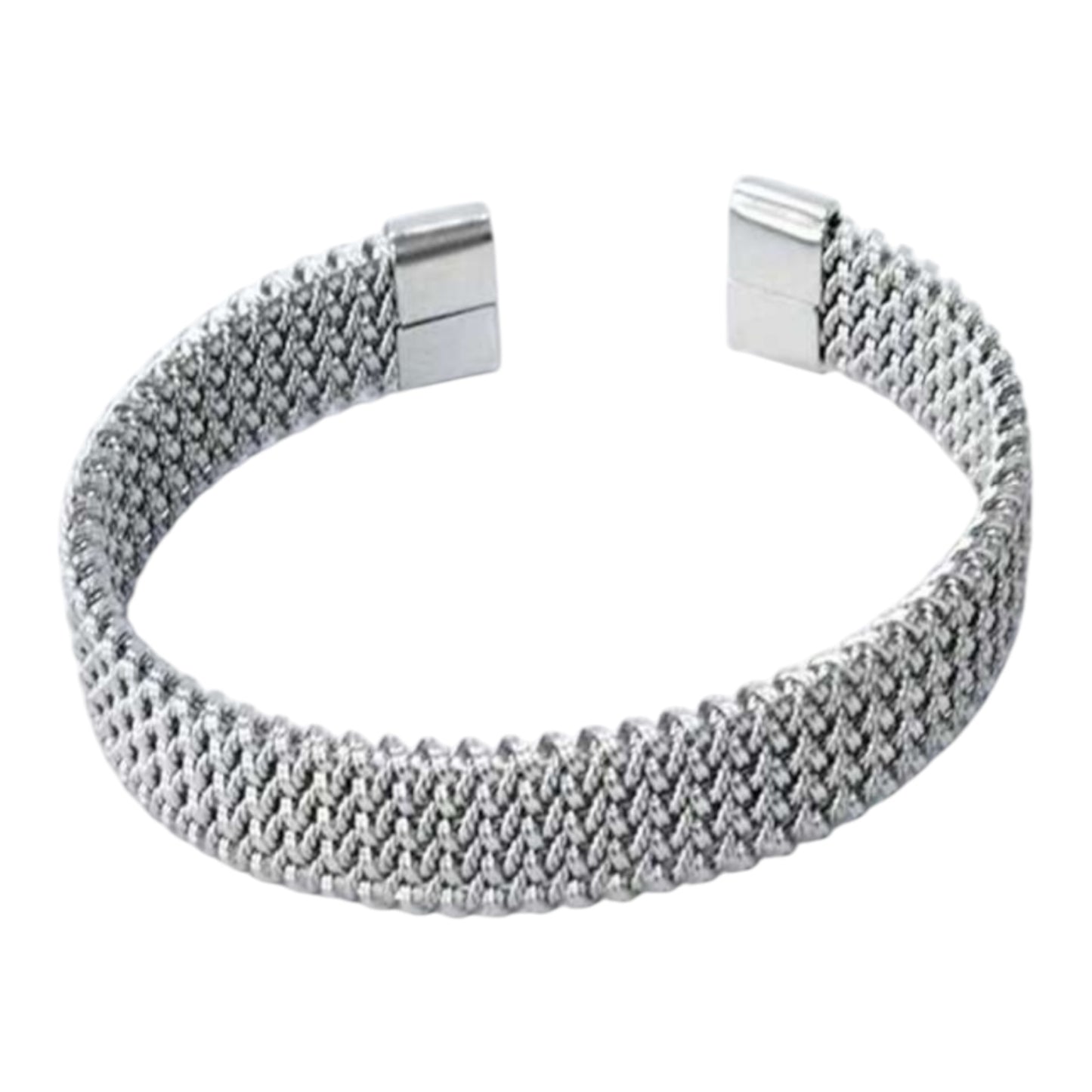 Woven Stainless Steel Bangle Bracelet