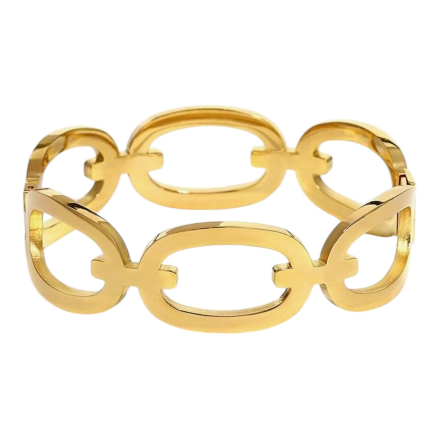 Gold Oval Stainless Steel Bangle Bracelet