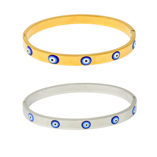 Evil Eye Stainless Steel Bangle Bracelet