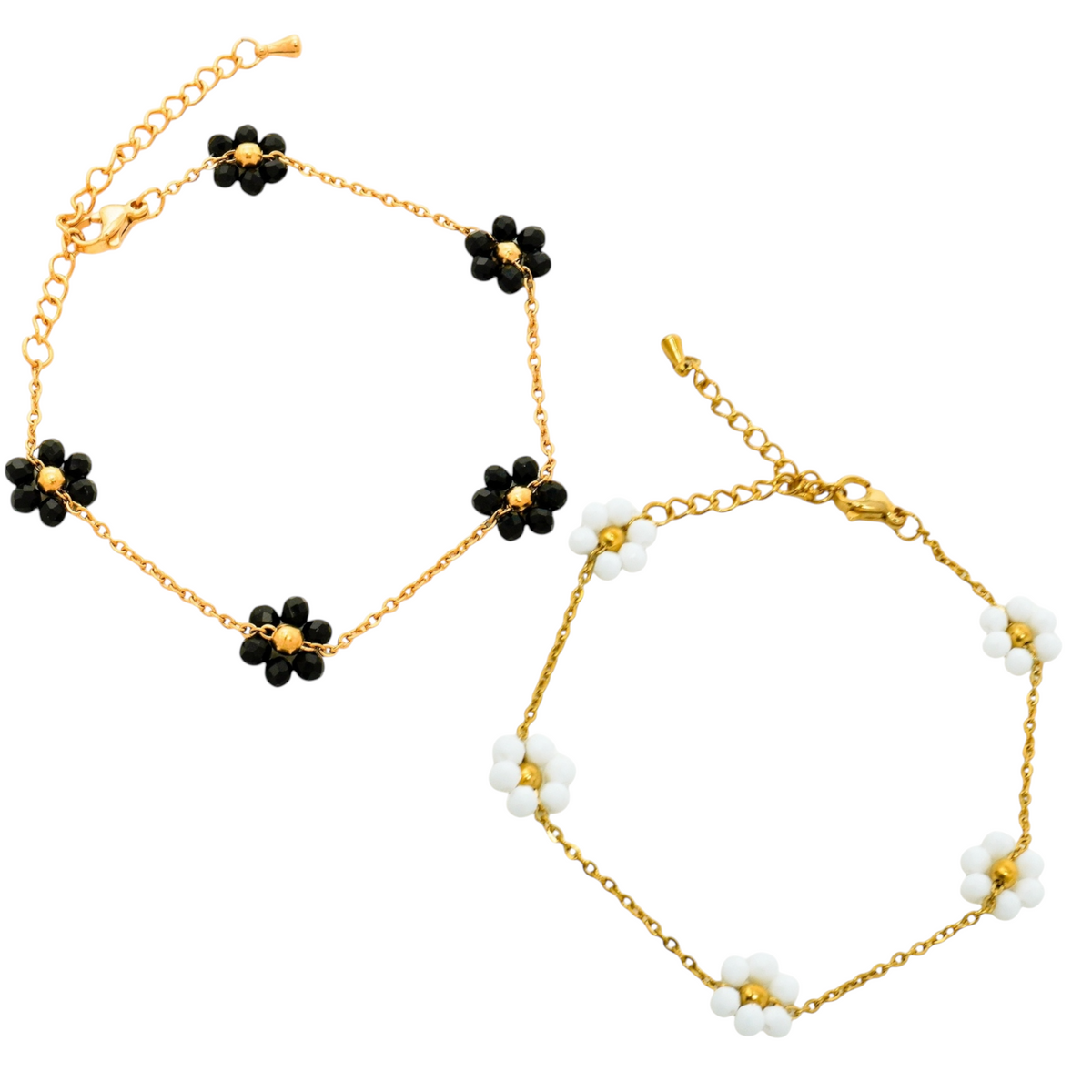 Beaded Flower Stainless Steel Bracelet
