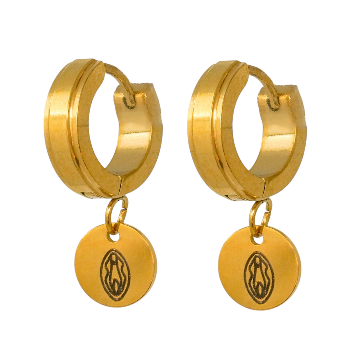 Engraved Vulva Stainless Steel Hoops