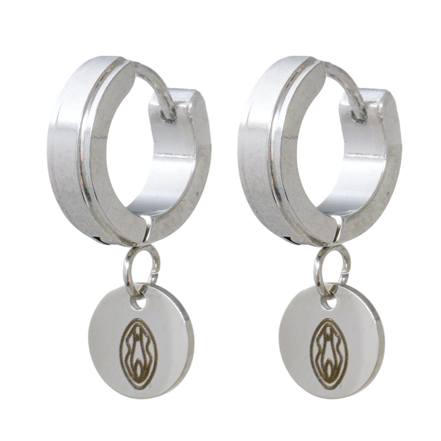 Engraved Vulva Stainless Steel Hoops