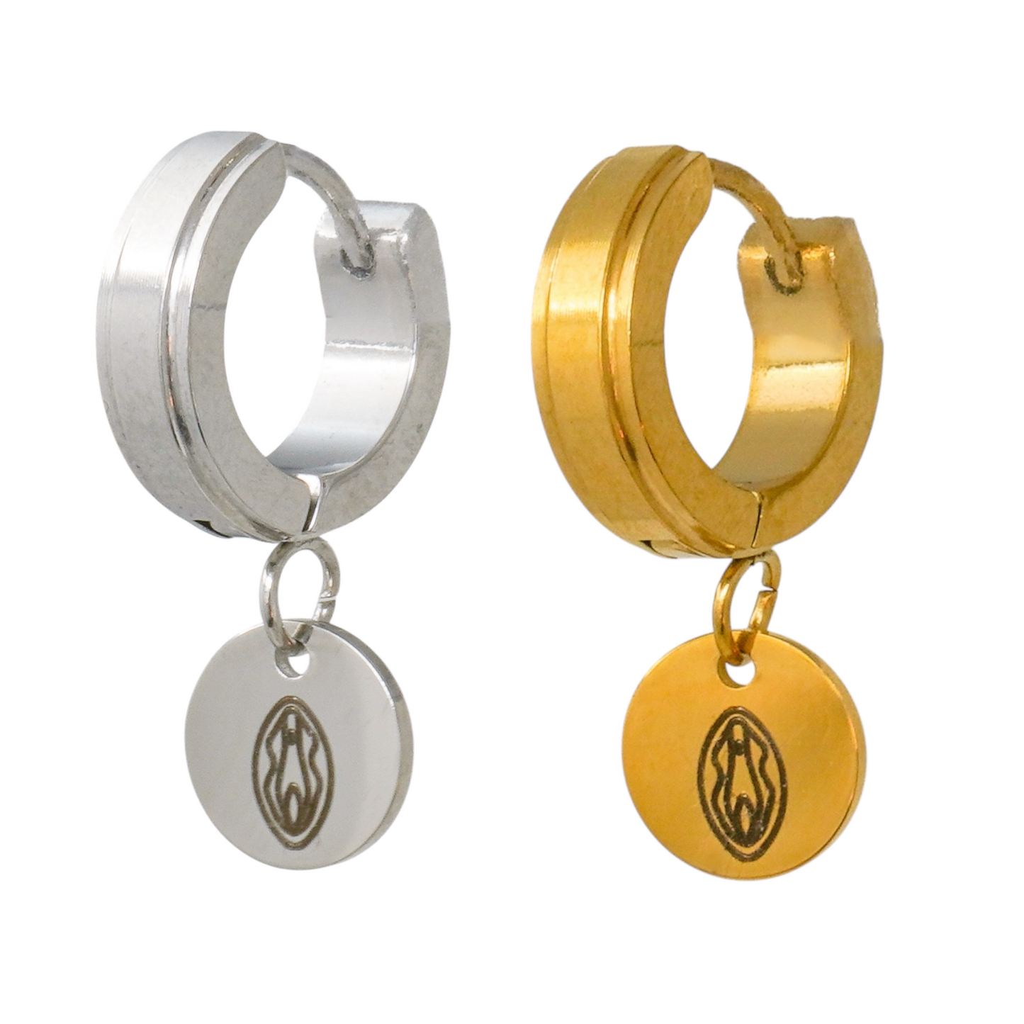 Engraved Vulva Stainless Steel Hoops